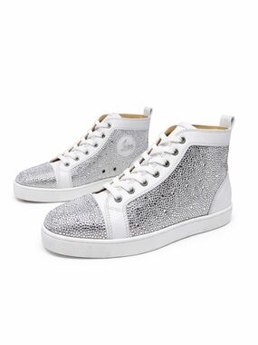 Christian Louboutin Louis Strass High Top Crystal Sneakers Womens Size EU 40.5